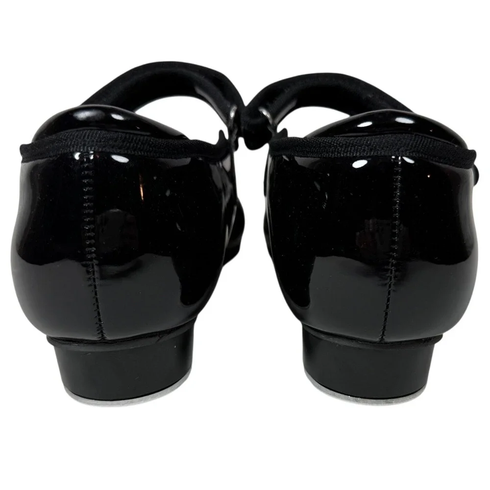 Stelle Black Patent Mary Jane Tap Shoes Kids Size 2ML Hook and Loop Strap